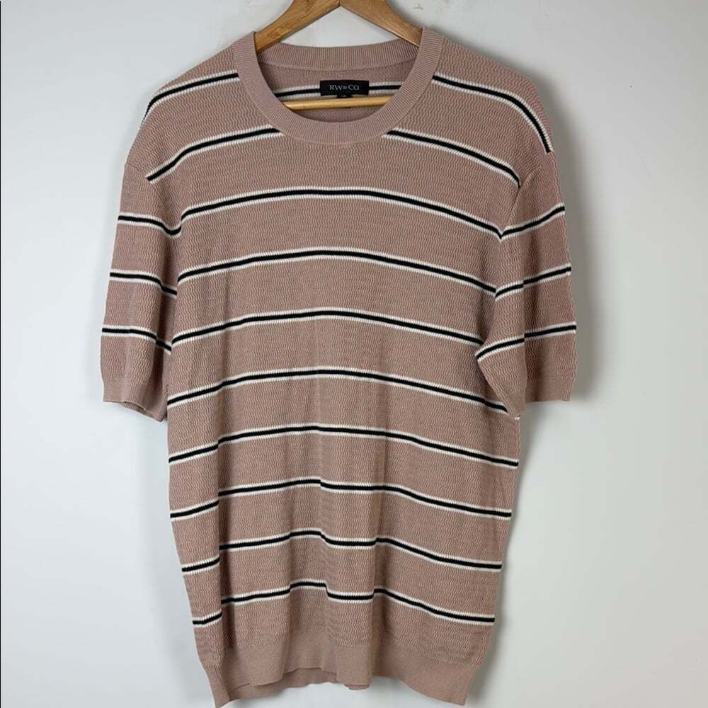 RW&CO. Pink and Blue Crew Neck Sweater Size Large